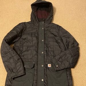 Women’s black Carhartt Amoret long coat size medium 8/10 in great condition